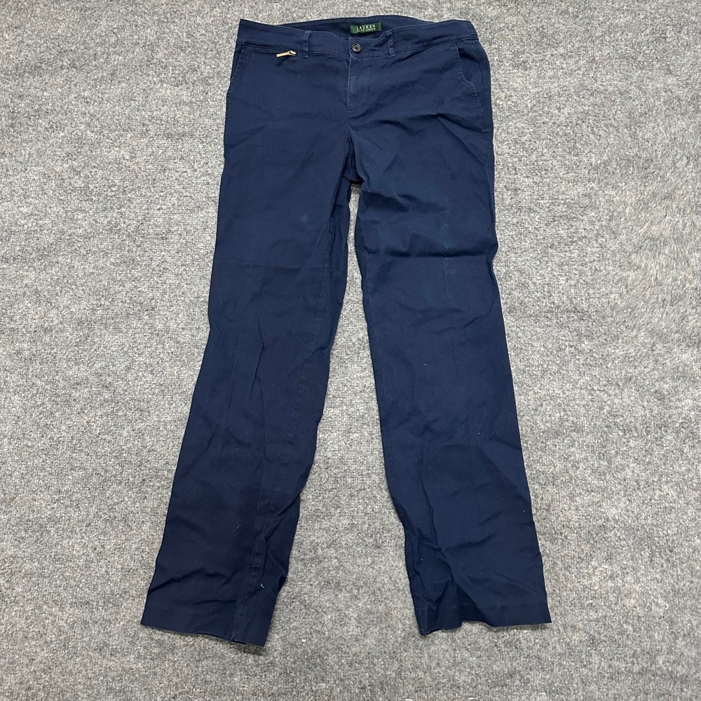 Lauren Ralph Lauren Pants Womens Size 10 Navy Blue Chino Straight Leg Stretch